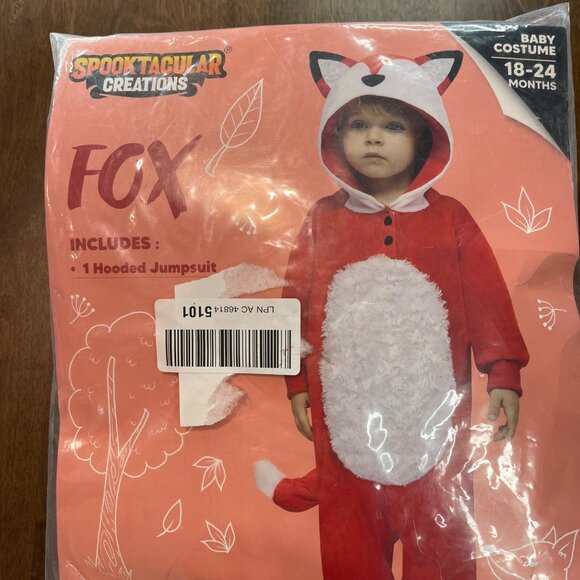Spooktacular Creations Fox Costume Unisex Baby Size 18-24 Months Hooded NEW - Picture 2 of 10